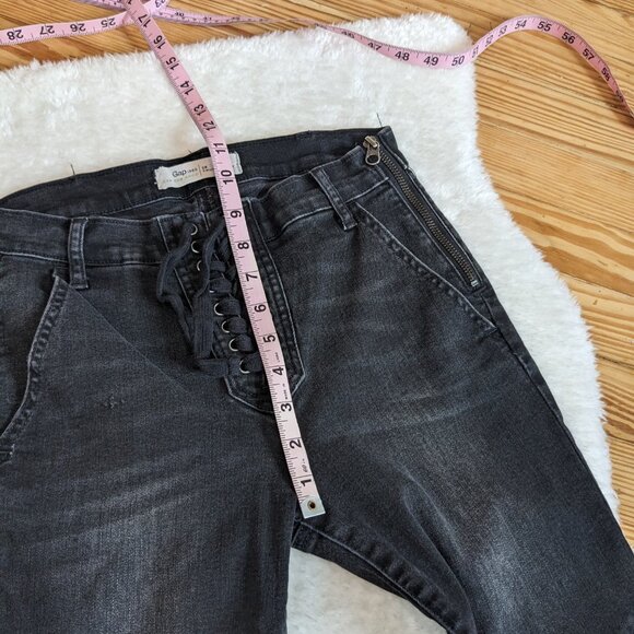 GAP Lace Fly Side Zip Skinny Jeans in Faded Black - Picture 9 of 13